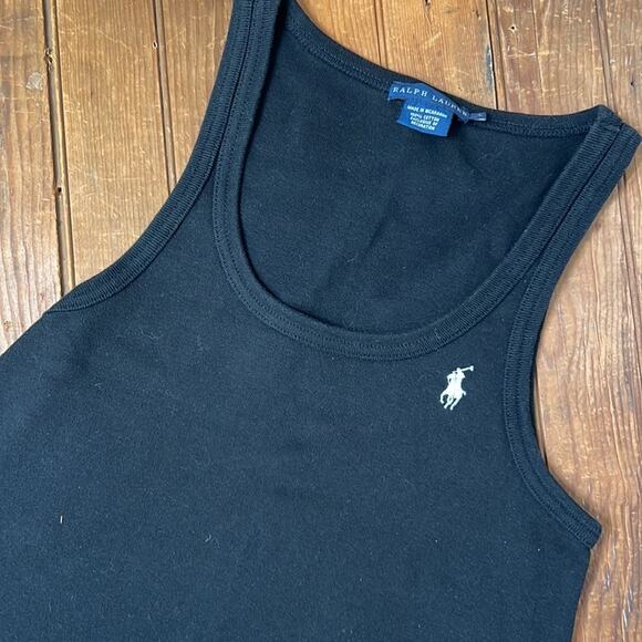 Vintage Y2K Ralph Lauren racer back sleeveless black t shirt mini dress size lge - Picture 2 of 6